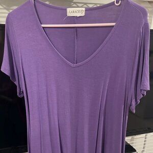 Ladies Larace Short Sleeve Tunic Top- Grape- Large